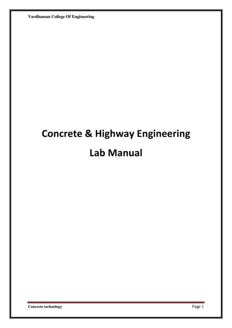 Concrete And Highway Engineering Lab Manual