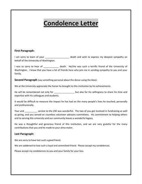Condolence Letter Template