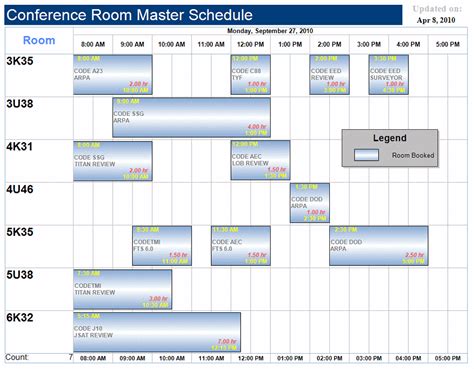 Conference Room Schedule Template