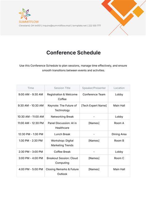 Conference Timetable Template