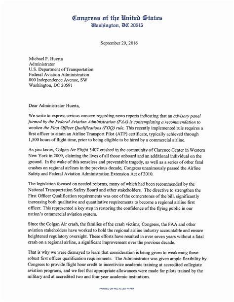 Congressional Letter Template