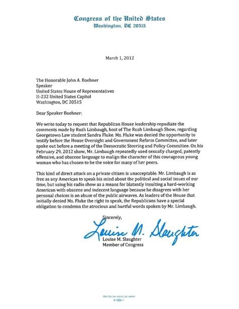 Congressman Letter Template