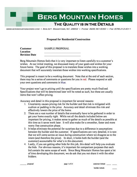 Construction Bid Template