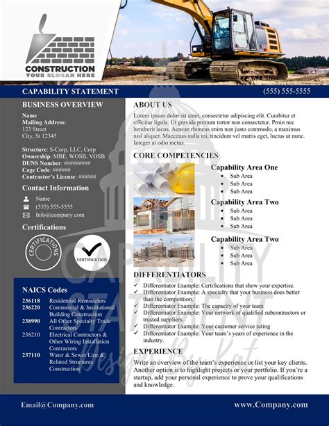 Construction Company Capability Statement Template