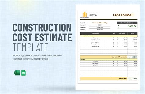 Construction Cost Estimate Template