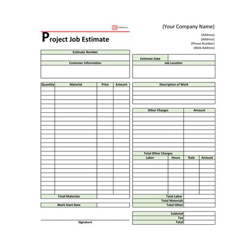 Construction Estimate Template Free Download