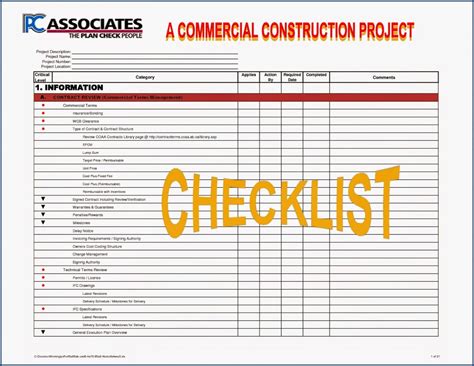 Construction Task List Template