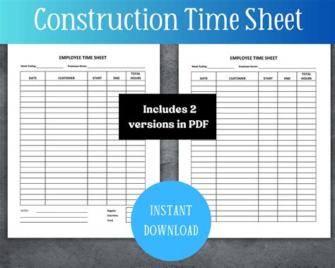 Construction Timesheet Template