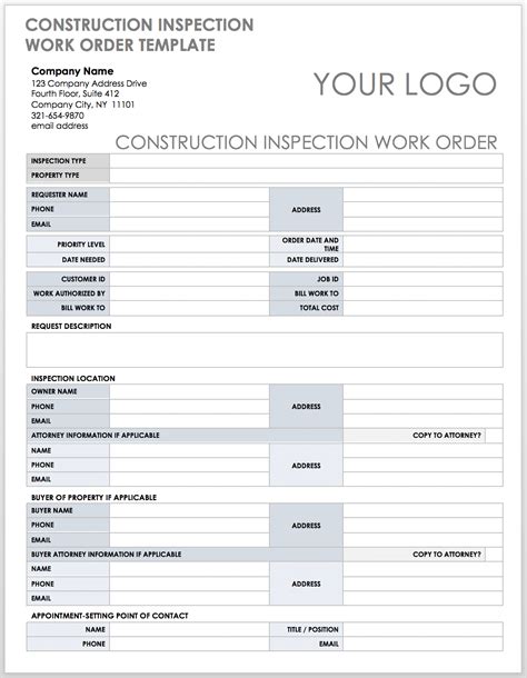 Construction Work Order Template