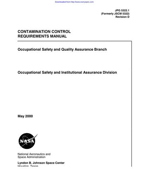 Contamination Control Requirements Manual Paso