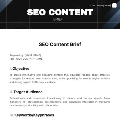 Content Brief Template Seo
