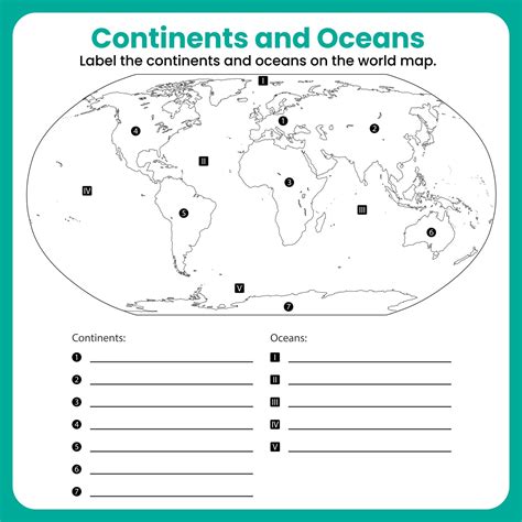 Continents And Oceans Printable Quiz