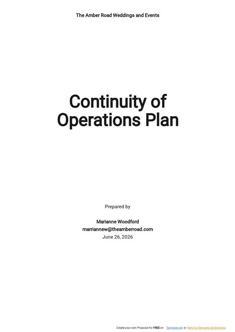 Continuity Of Operations Template