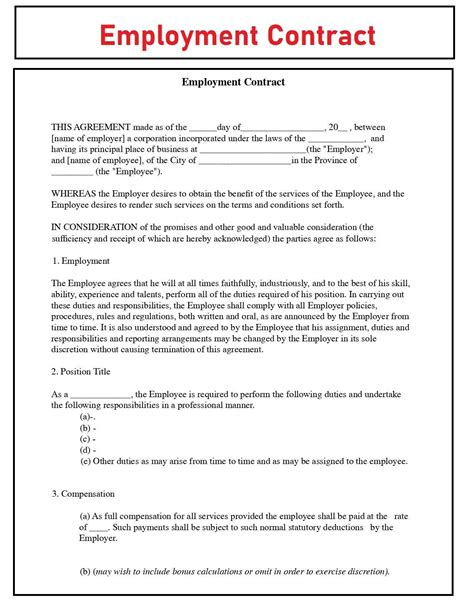 Contract Employee Agreement Template