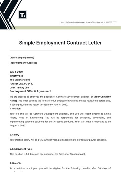 Contract Letter Template Free