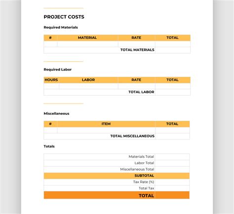 Contractor Bidding Template