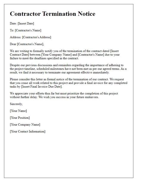 Contractor Termination Letter Template