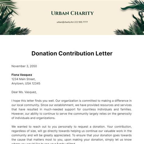 Contribution Letter Template