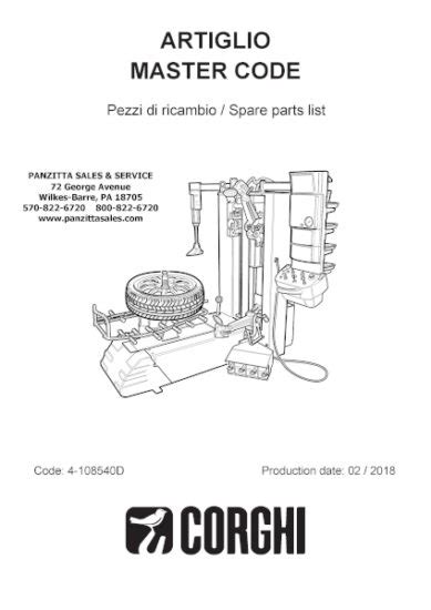 Corghi Artiglio Master Parts Manual