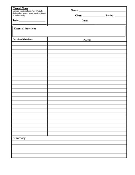Cornell Notes Template Free Download