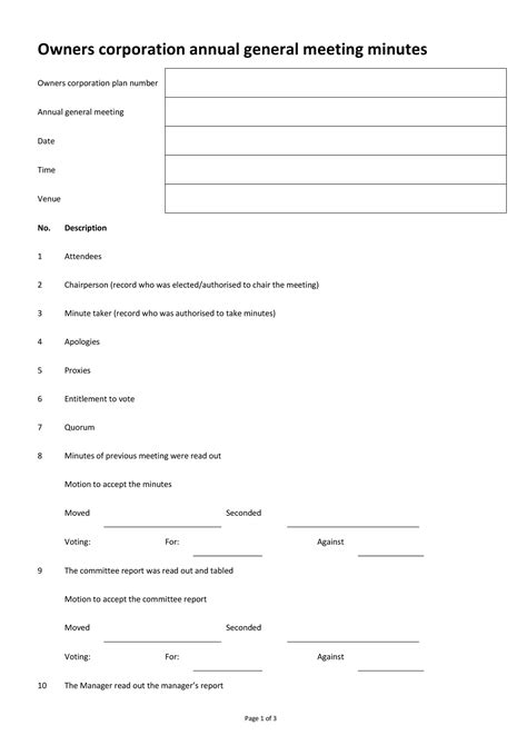 Corp Minutes Template