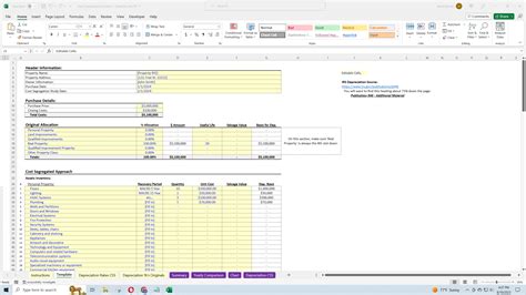 Cost Segregation Excel Template