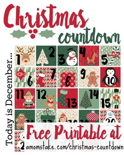 Countdown Calendar For Christmas Printable