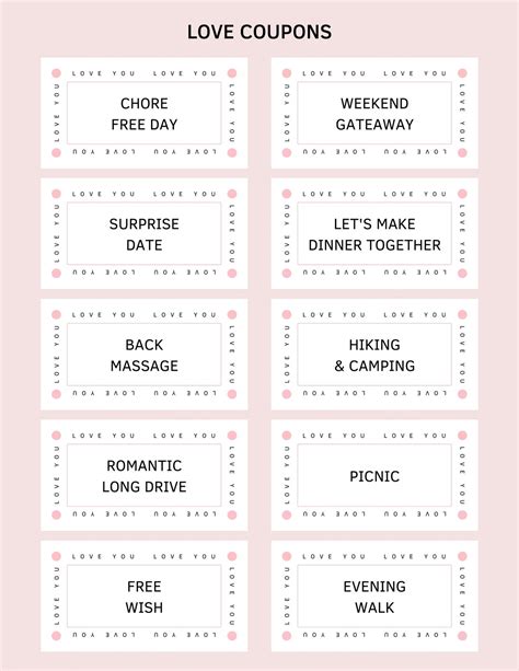 Coupon Book For Boyfriend Template Free