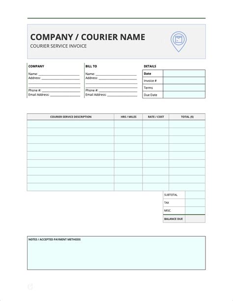 Courier Invoice Template