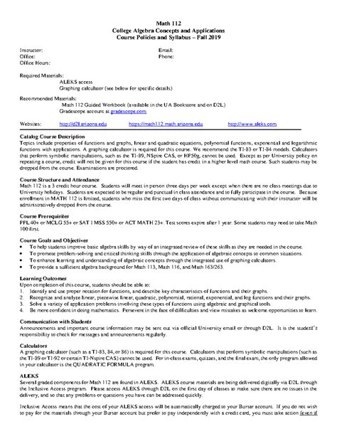 Course Catalogue Fall 2019 Math Campbell University