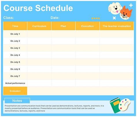 Course Schedule Template Excel