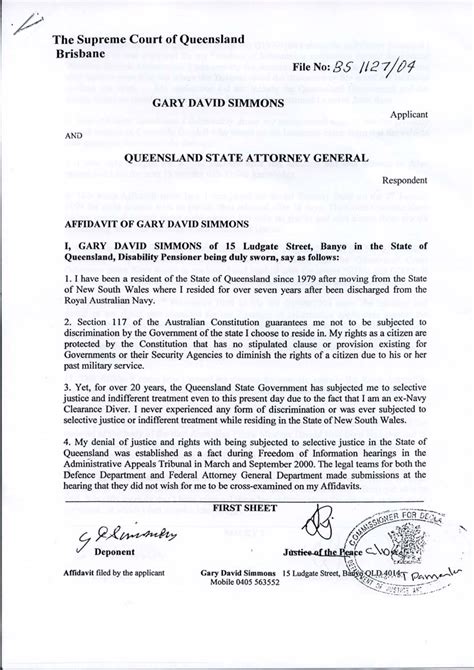 Court Affidavit Template