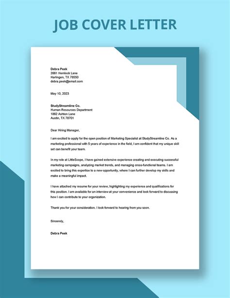 Cover Letter For Job Template Free Download