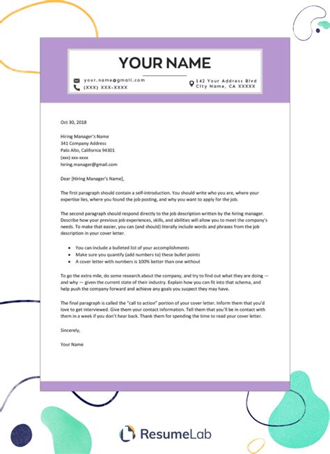 Cover Letter Free Template Word