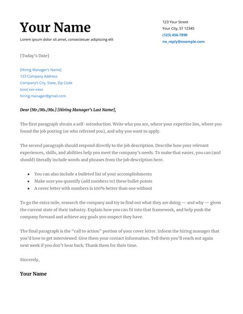 Cover Letter Google Template