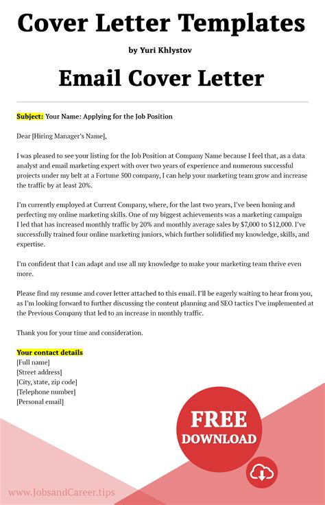 Cover Letter Template Email Format