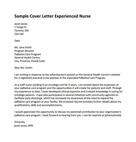 Cover Letter Template For Nursing