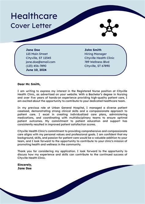 Cover Letter Template Healthcare