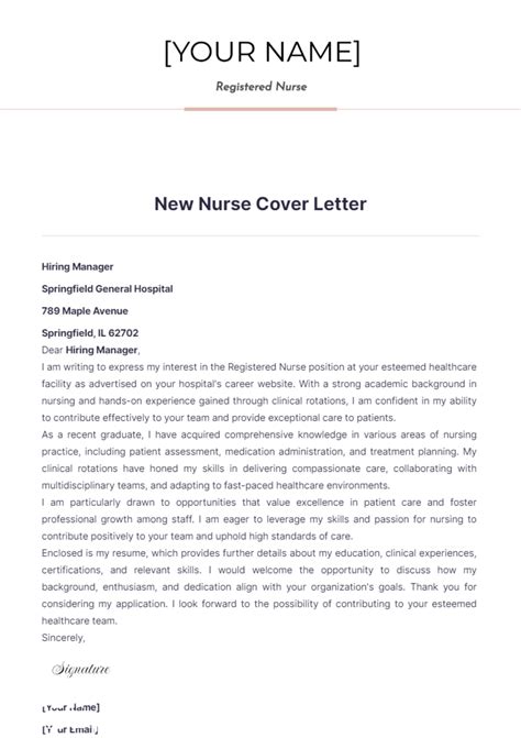 Cover Letter Template Nurse