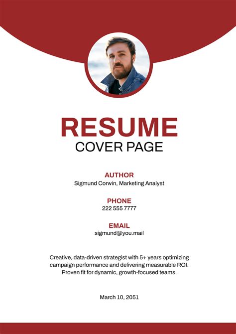 Cover Page Template For Resume