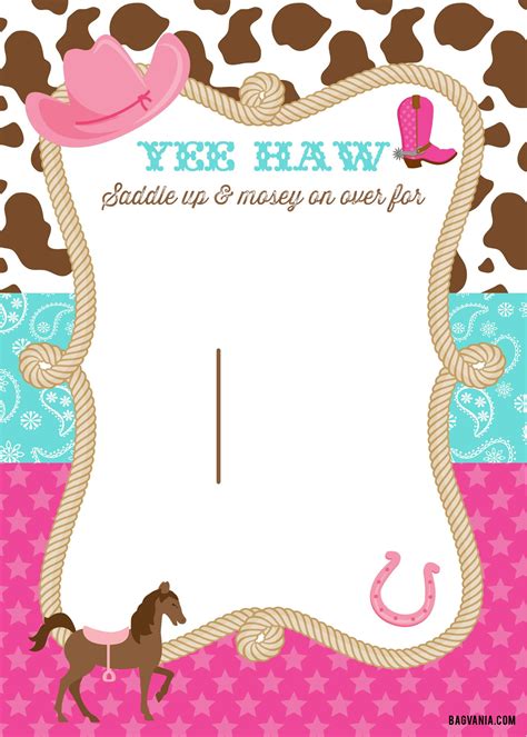 Cowgirl Invitations Printable