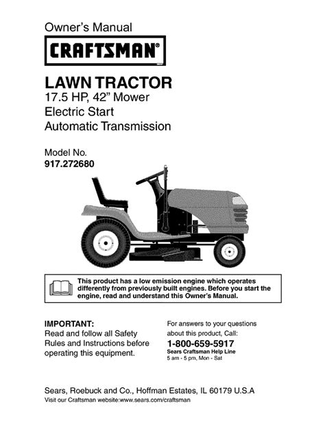 Craftsman Owner Manual Riding Lawn Mower