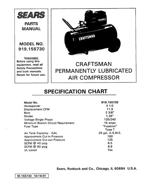 Craftsman Owners Manual Air Compressor