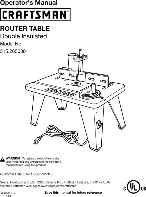 Craftsman Router Table Owners Manual