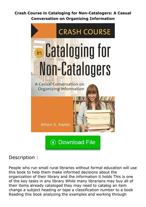 Crash Course In Cataloging For Non Catalogers Download