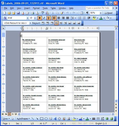 Create Label Template In Word