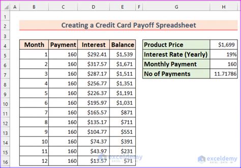 Credit Card Payment Template Excel