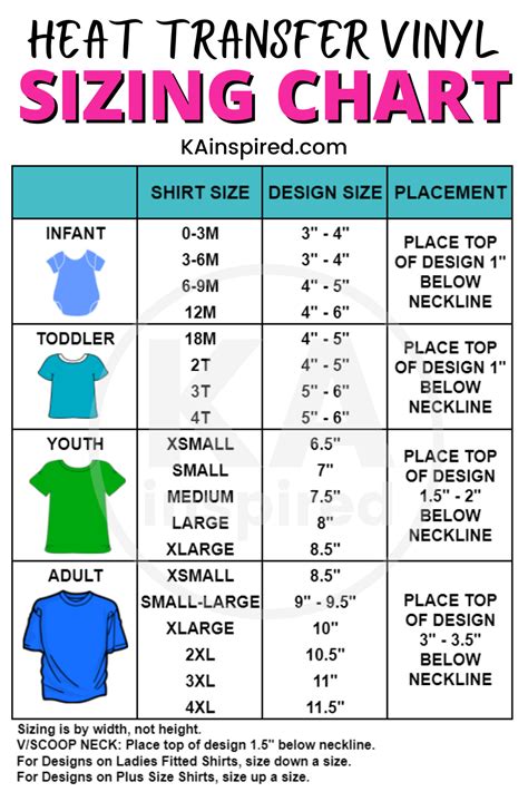 Cricut Shirt Sizing Chart