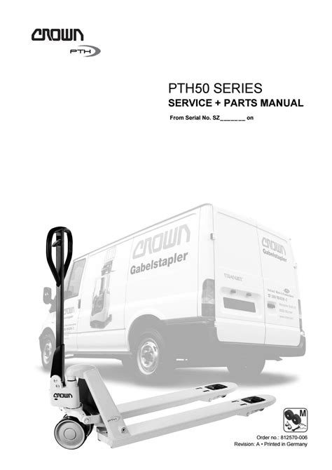 Crown Pth50 Series Pallet Jack Operator Service Manual W