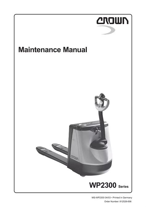 Crown Wp2300 Series Pallet Truck Service Repair Manual Instant Download